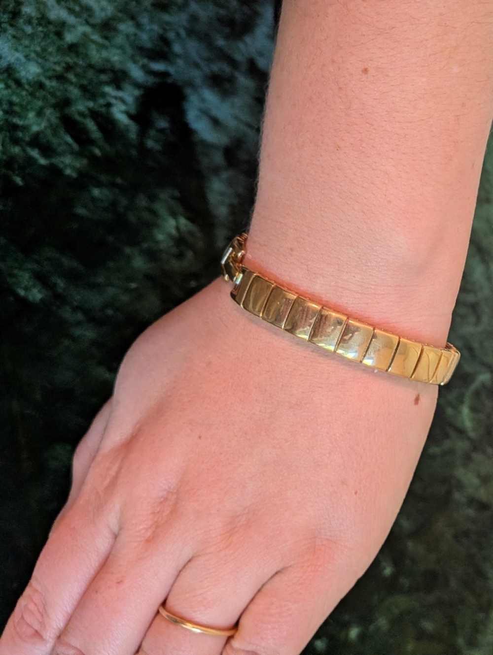 Vintage Monet Gold Tone Classic Rectangle Linked Stackable Tennis Bracelet